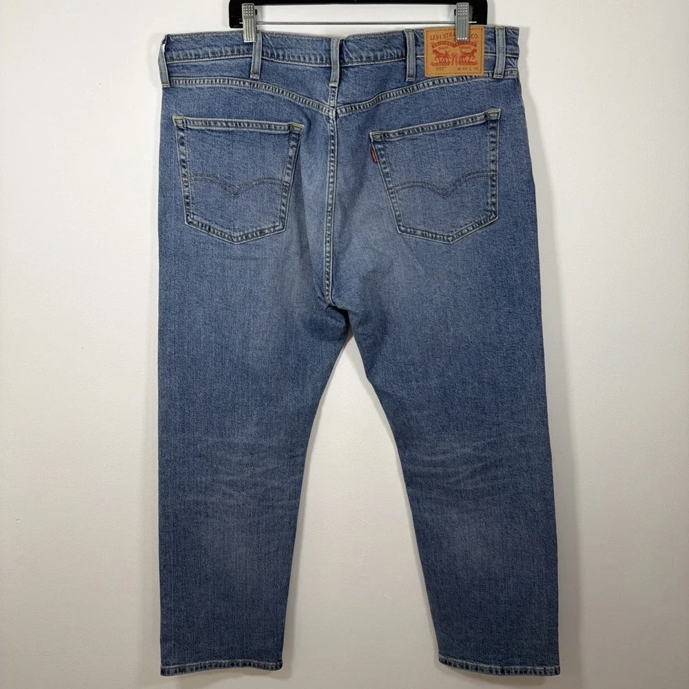 Levis‎ 502 Jeans Mens 40 x 30 Blue Medium Wash Denim Tapered Mid Rise Stretch